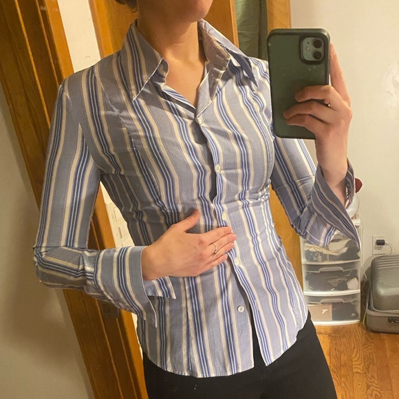 Fendi Vintage Striped Button Down Blouse - Picture 1 of 6
